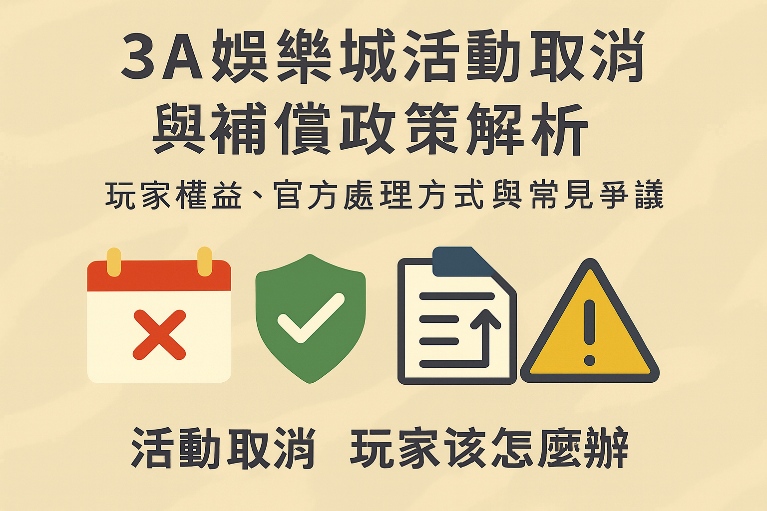 3A娛樂城活動取消與補償政策示意圖