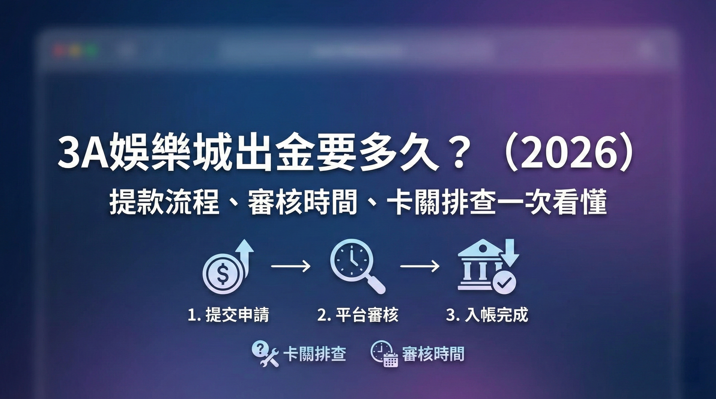 3A娛樂城出金要多久 (2026)？圖解提款流程：從提交申請、平台審核到銀行入帳完成的三步驟與卡關排查