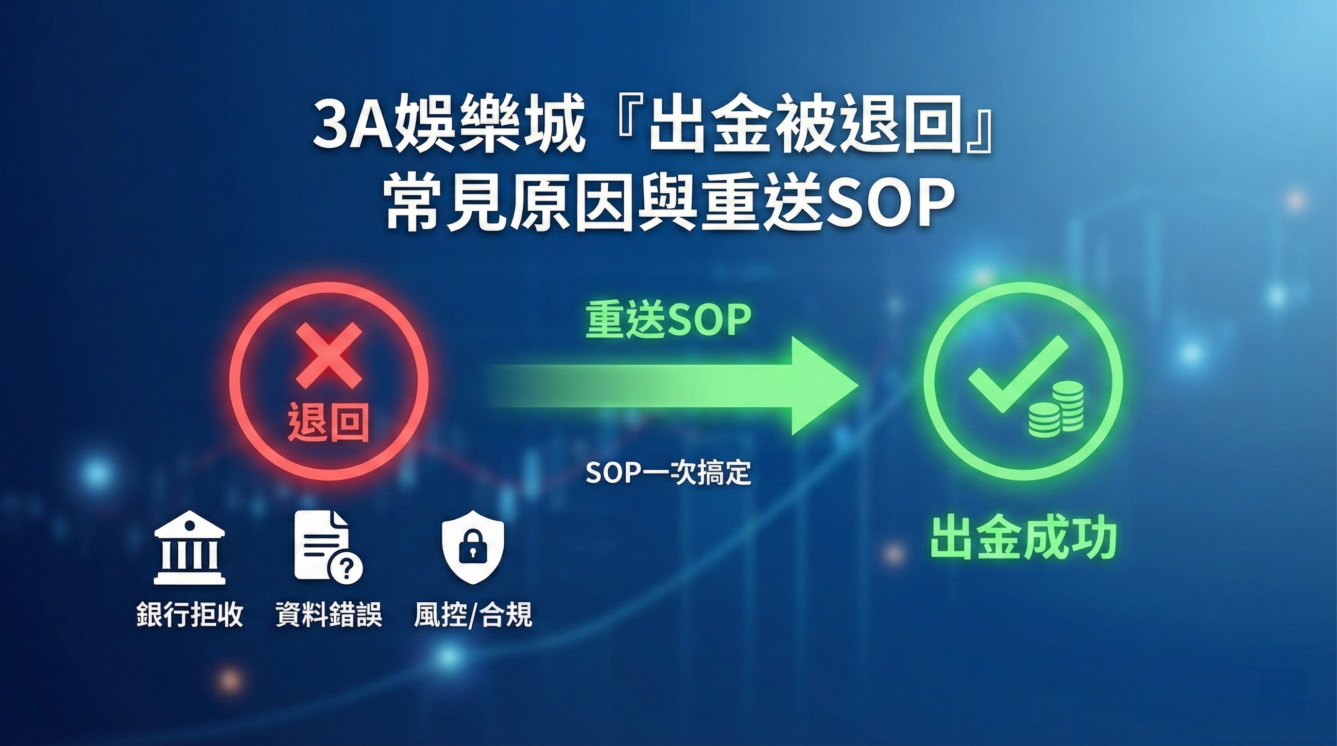 3A娛樂城出金被退回排解:圖解銀行拒收、資料錯誤與風控合規三大原因及重送SOP流程